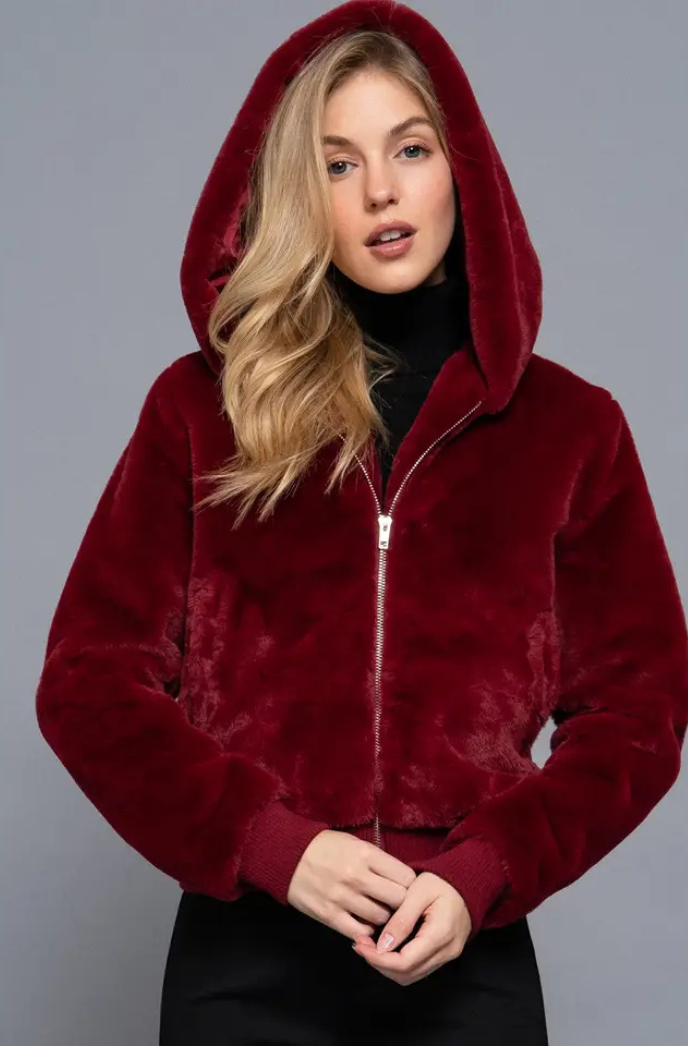 Faux fur zip up hoodie shop
