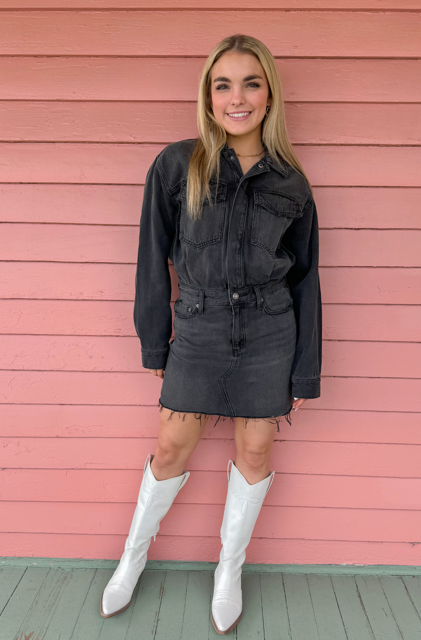 pistola nina denim mini dress Pistola: Nina Long Sleeve Mini Dress -Station