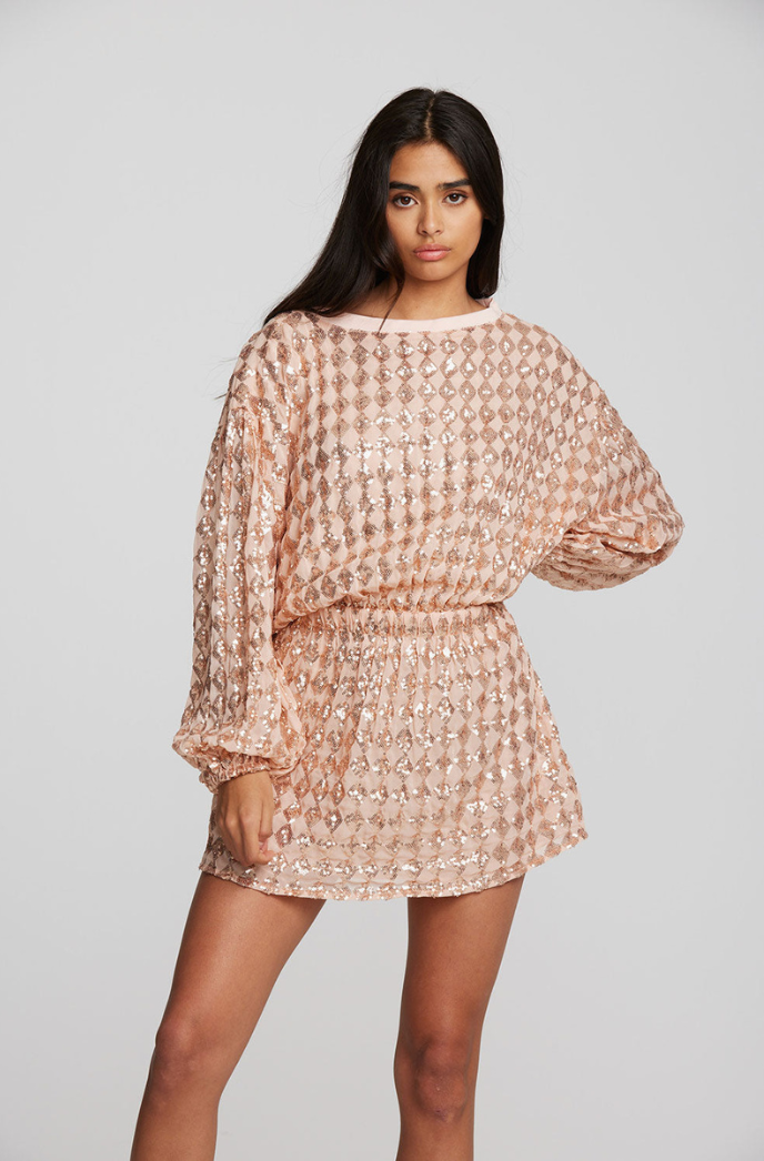 chinese dress ladies Sutton White Long Sleeve Embellished Mini Dress main image 0