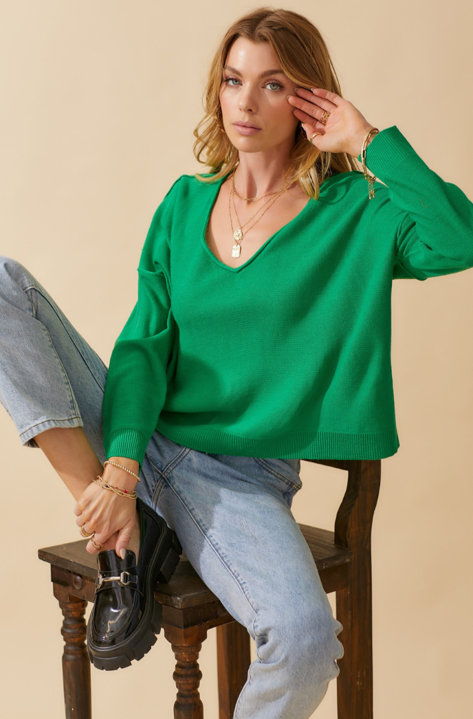 Kelsey Ribbed Sweater - Grey main image 1