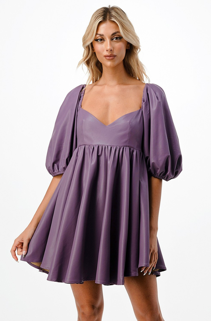Lavender Haze Leather Mini Dress L Lavender Haze Leather Mini Dress L