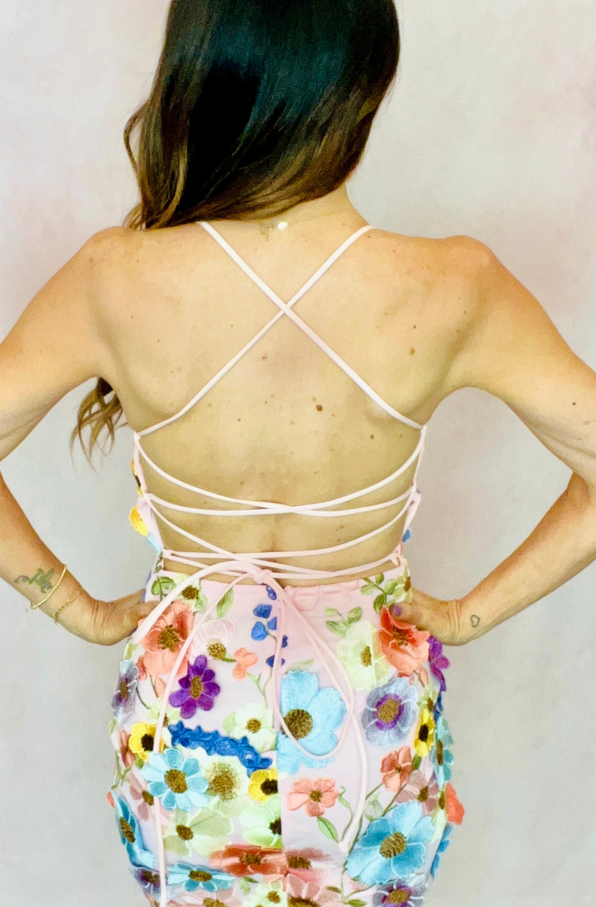 Botanical Delight 3D Floral Embroidered Mini Dress S Botanical Delight 3D Floral Embroidered Mini Dress S