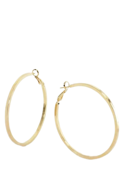 Gold hoop earrings on a white background