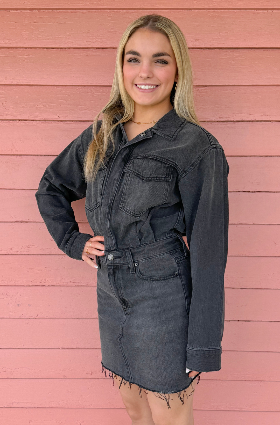 pistola nina denim mini dress Nina Long Sleeve Mini Dress - Station