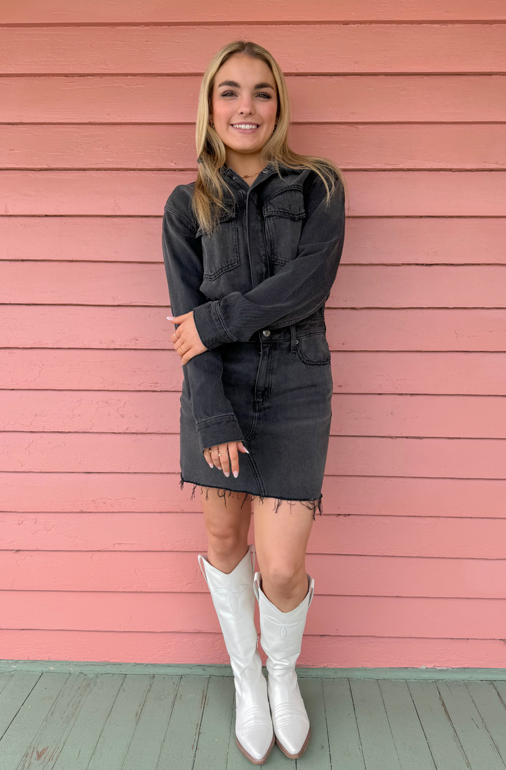 pistola nina denim mini dress Nina Long Sleeve Mini Dress - Station