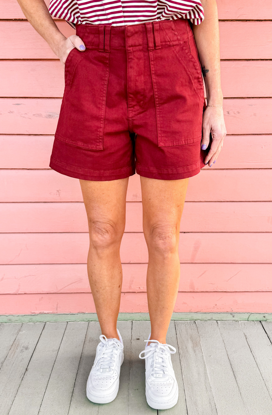 Marissa High Rise Utility Short - Sangria - Pistola Denim (FINAL