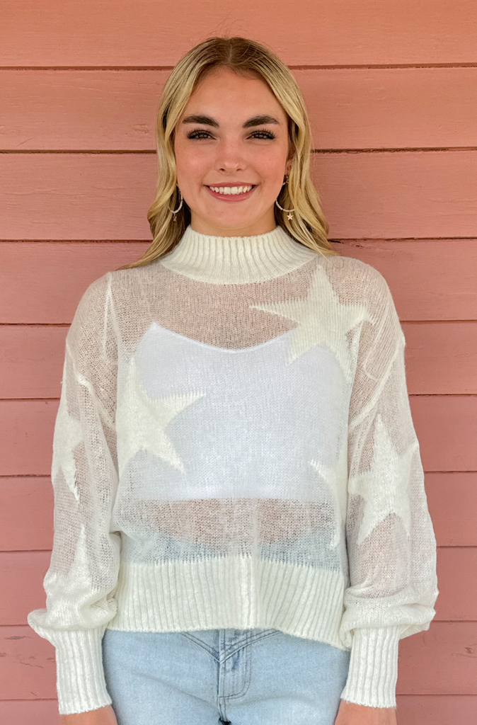 Joslyn Sheer Sweater Ivory Star Pistola Denim