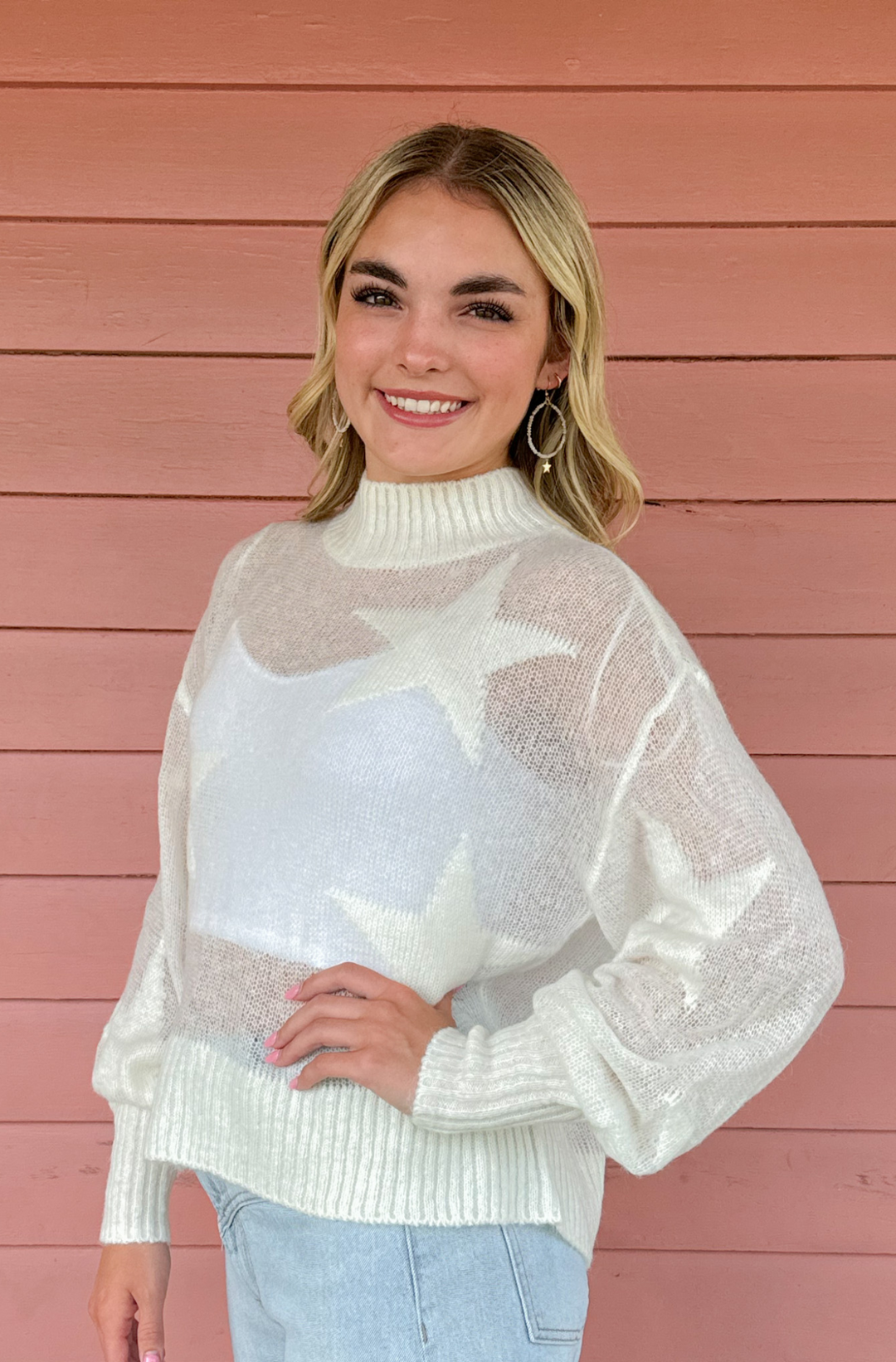 Joslyn Sheer Sweater - Ivory Star - Pistola Denim (FINAL SALE