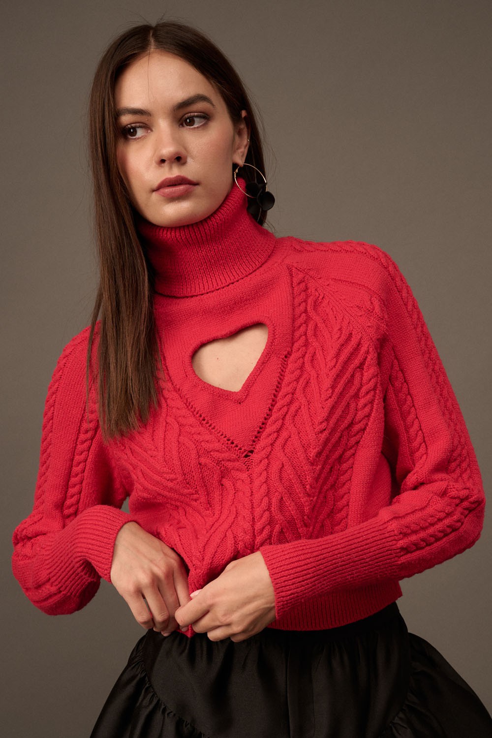 Keyhole Sweater Heart Turtleneck Sweater Club Monaco Cashmere