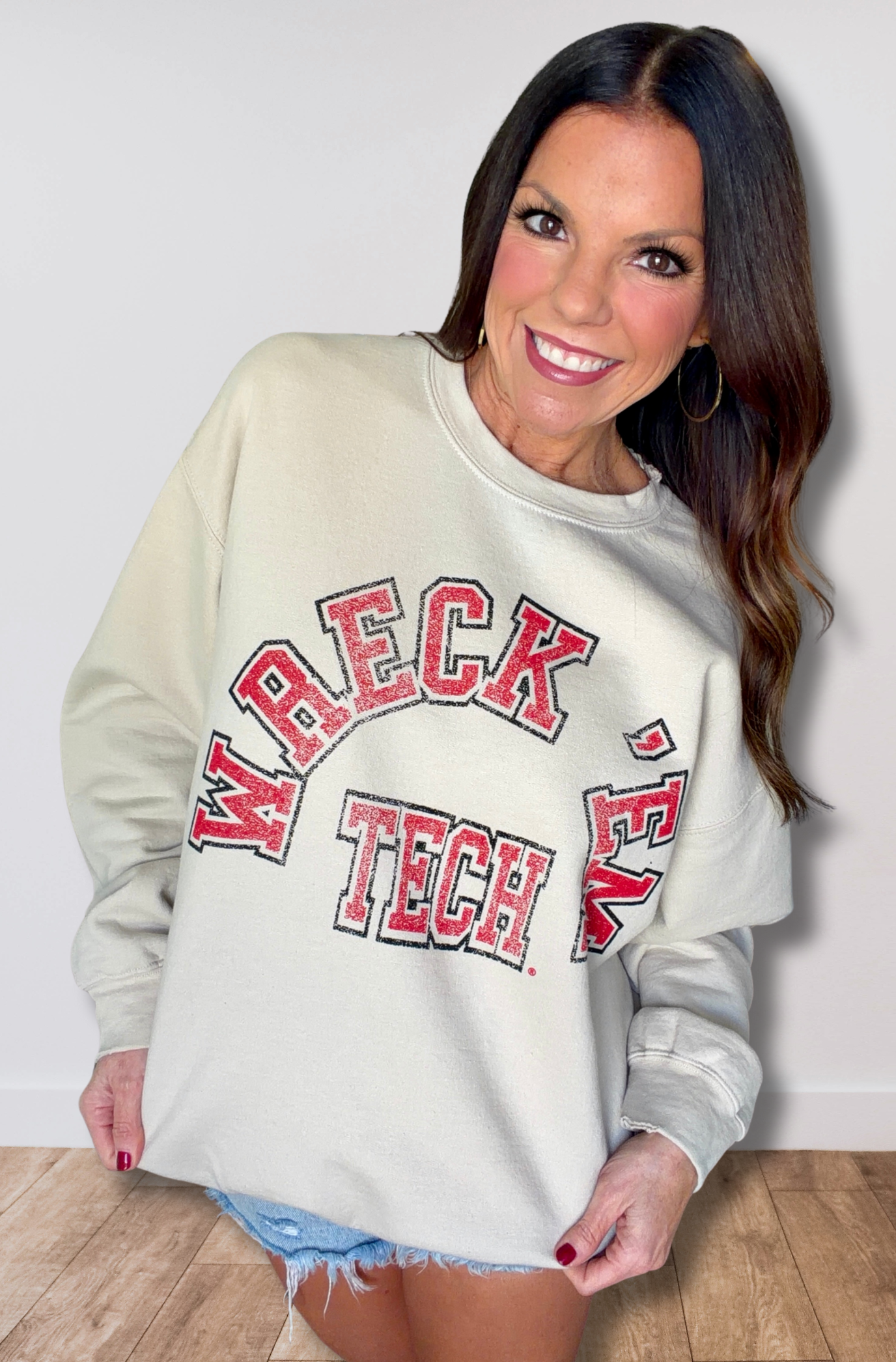 Texas Tech Wreck Em Tech Mega Arch Sand Thrifted Sweatshirt - LivyLu ...