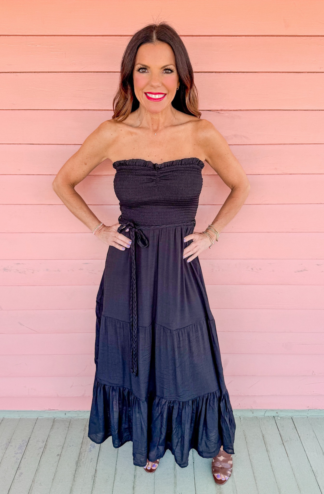 Windswept Strapless Smocked Maxi Dress (various colors) (FINAL SALE) –  Style House Frisco