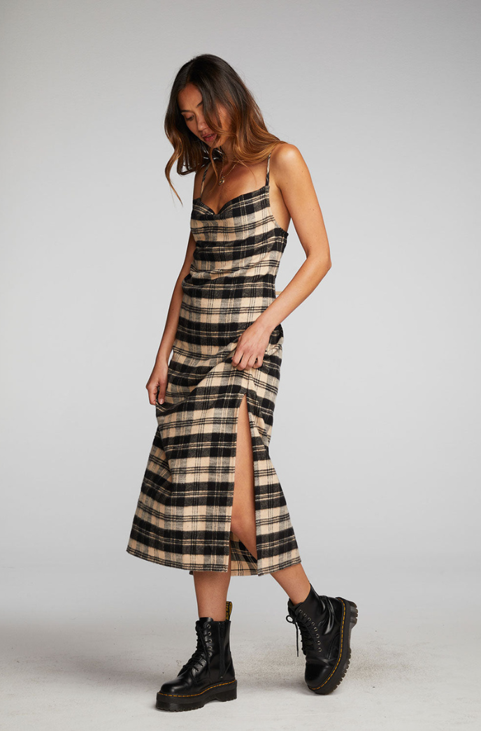 plaid slip dress Chaser Flannel Midi Slip Dress XS