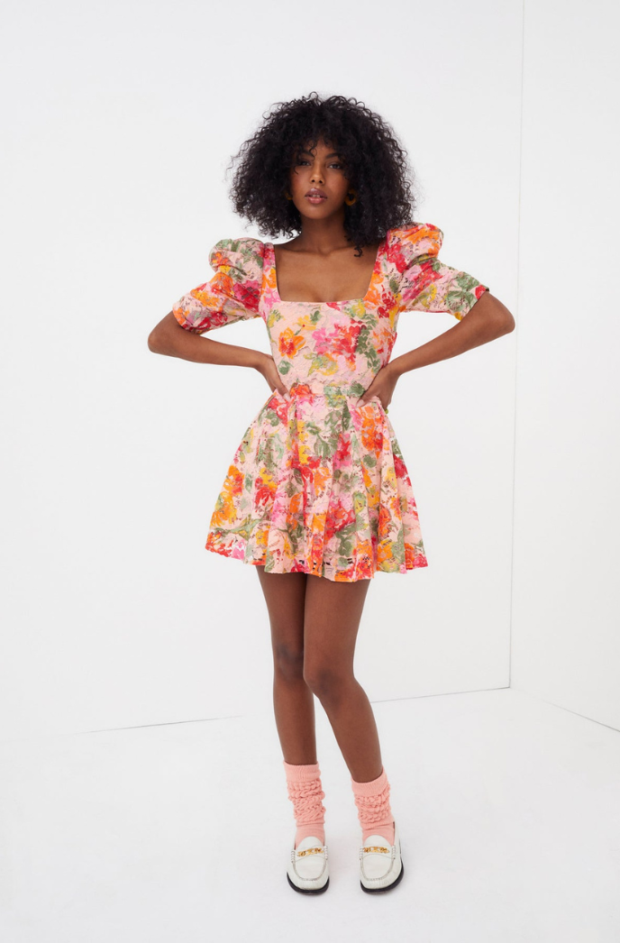 for Love & Lemons Dascha Puff Sleeve Mini Dress in Pink - Size S for Love & Lemons Dascha Puff Sleeve Mini Dress in Pink - Size S