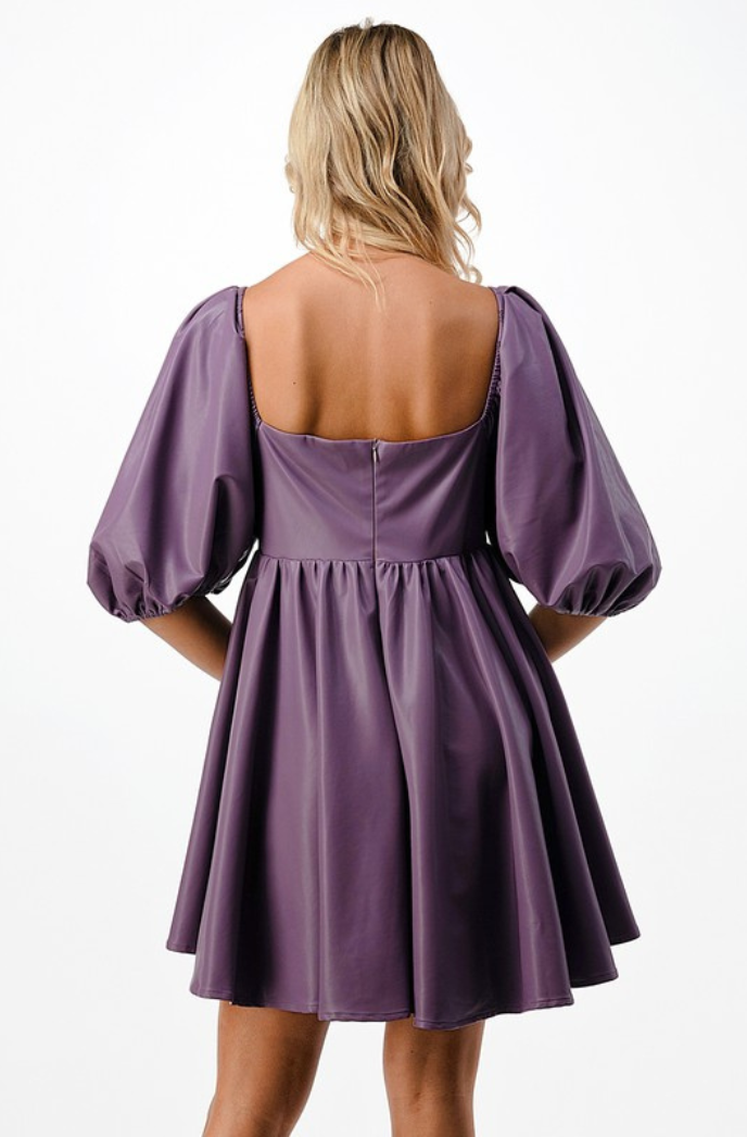 chinese dress ladies Lavender Haze Leather Mini Dress L